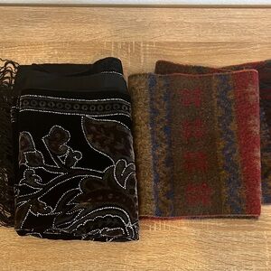 Two Scarves 1 Black Velvet Sequin and 1 Wool